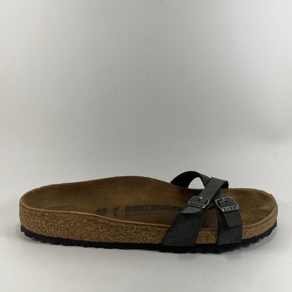 Birkenstock Almere Slide Sandals Womens Size 40 US 9-9.5 Narrow Black 2 Strap - Picture 1 of 9